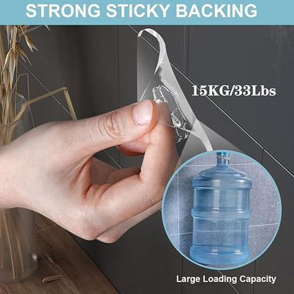 Wall Hooks - 33 lbs Max, Transparent, Waterproof & Oilproof, Heavy Duty - Image 4