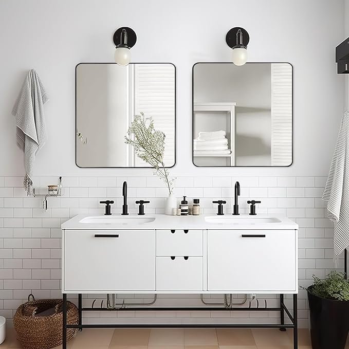 ANDY STAR Square Wall Mirror for Bathroom, 24”x24” Matte Black Bathroom Mirror - Image 2