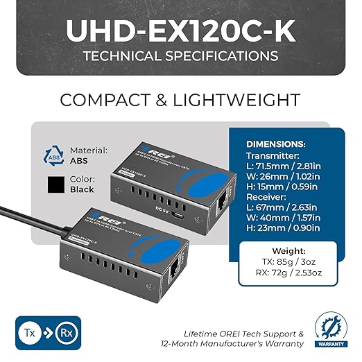 OREI 4K 120Hz USB-C to HDMI Over Cat6/7 Ethernet Extender, Presentation - Image 5