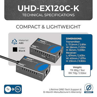 OREI 4K 120Hz USB-C to HDMI Over Cat6/7 Ethernet Extender, Presentation - Image 5