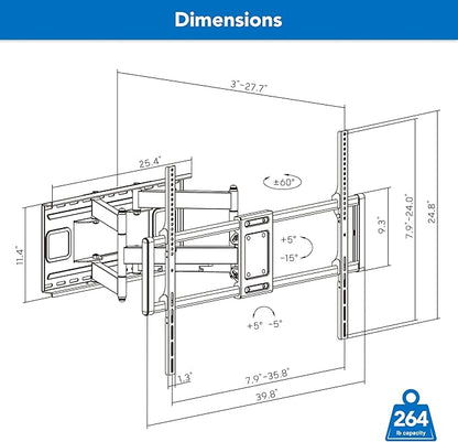 Mount-It! Heavy Duty XXL Full Motion TV Wall Mount - Image 9