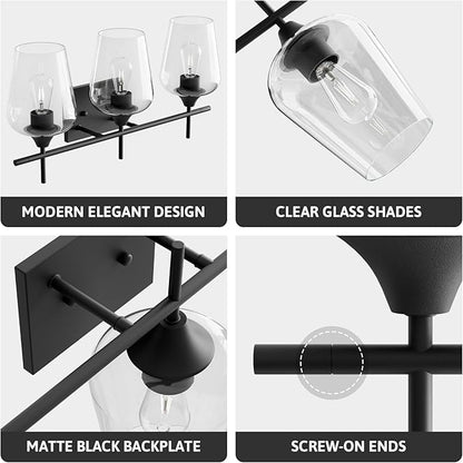 VONLUCE Bathroom Vanity Light, 3 Light Bathroom Light Fixture Over Mirror - Image 5