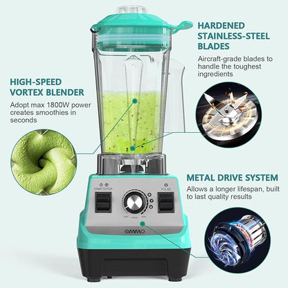 OMMO Blender 1800W, Professional High Speed Countertop Blender - Image 4