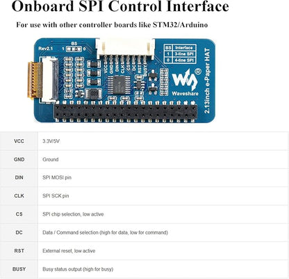 2.13inch E-Ink Display HAT V4 Version, Support Partial Refresh - Image 4
