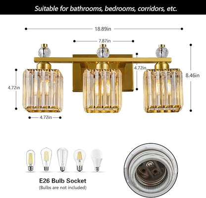 FDPBY Bathroom Vanity Lights 3-Light Modern Crystal Vanity Light Gold Bathroom - Image 5