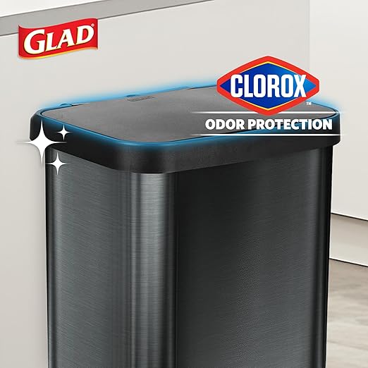 Glad Stainless Steel Step Trash Can, Large Metal Kitchen Garbage Bin - Image 3