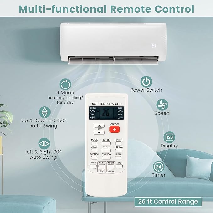 RELAX4LIFE Mini Split Ac/Heating System, 18000 BTU Ductless Mini Split Air - Image 3