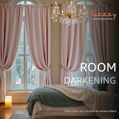 Lazzzy Velvet Blackout Extra Long Curtains Thermal Insulated Room Window Drapes - Image 4
