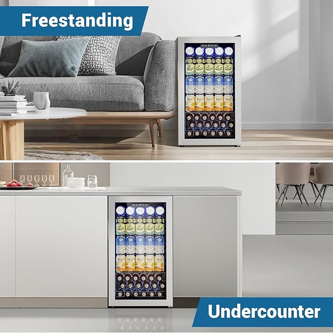 Mini Beverage Refrigerator 3.2 Cu. Ft Small Fridge 126 Can Lockable Drink Cooler - Image 7