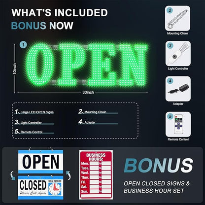 30" x 10" Large LED Open Signs - Image 6