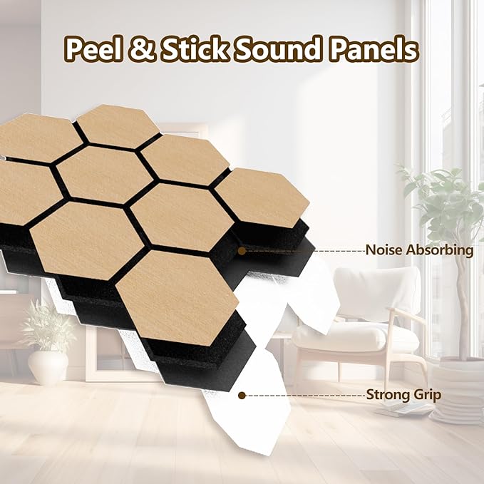 Hexagon Acoustic Wall Panels, Self-Adhesive Sound Absorbing Wall Panel by ARMURO - Image 7