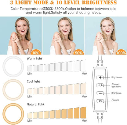 8 inch Desk Ring Light with Stand, Adjustable Computer Circle Light - Image 6
