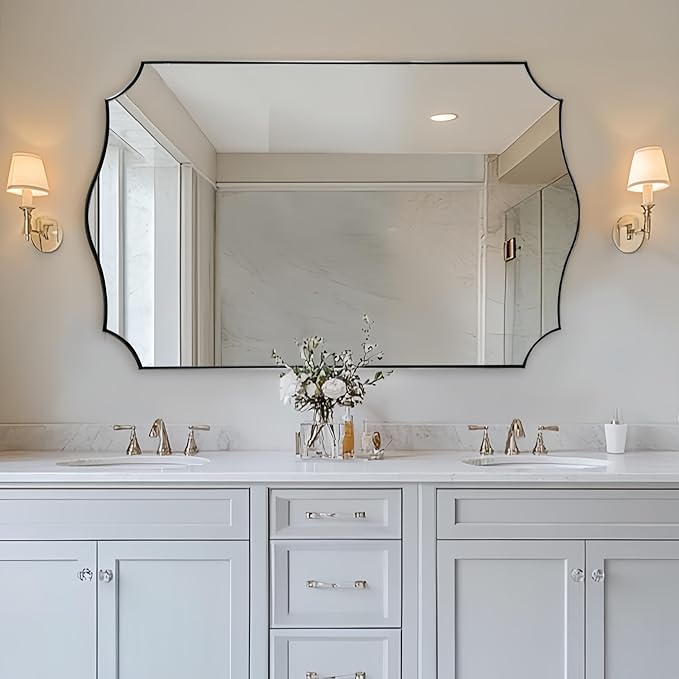ANDY STAR 30x48 Inch Large Chrome Mirror, Polished Chrome Bathroom Mirror by ANDYSTAR