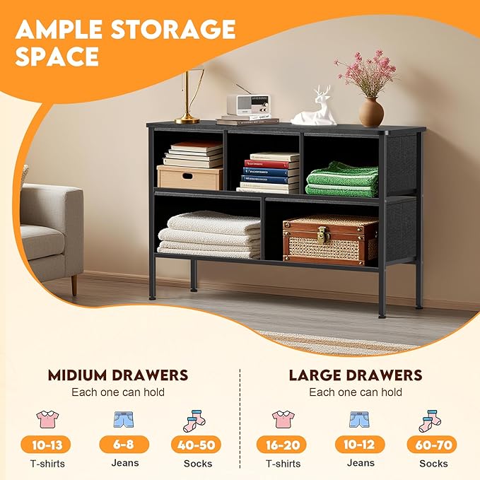Curved Profile Dresser for Bedroom, Chest of Drawers, 5 Storage Drawers - Image 6