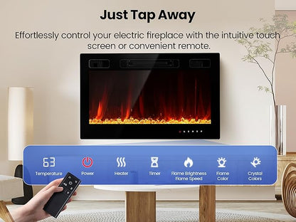 Electric Fireplace Insert 30" Realsmart 1500W Wall Mounted Fireplaces Recessed - Image 6