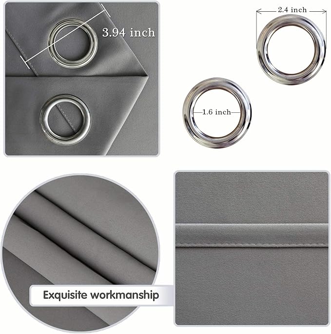 DWCN Grey Blackout Curtain, Room Darkening Thermal Insulated Light Blocking - Image 3