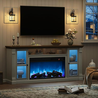 Farmhouse Fireplace TV Stand Up to 80" TVs, Media Console - Image 6