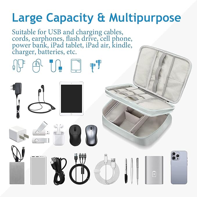 Electronics Travel Organizer, Double Layer Cable Organizer Bag Waterproof - Image 6