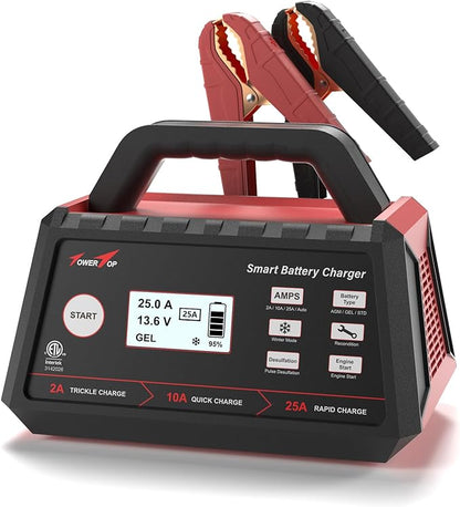 TowerTop 2/10/25 Amp 12V Smart Car Battery Charger, Fully Automatic Battery by TowerTop