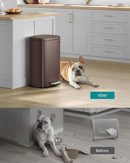 SONGMICS 13 Gallon Trash Can, Stainless Steel Kitchen Garbage Can, Recycling or - Image 7