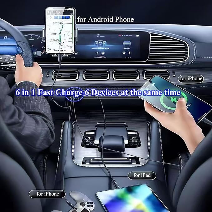 Super Fast Charge USB C Car Phone Charger Adapter 6 in 1 - Image 5