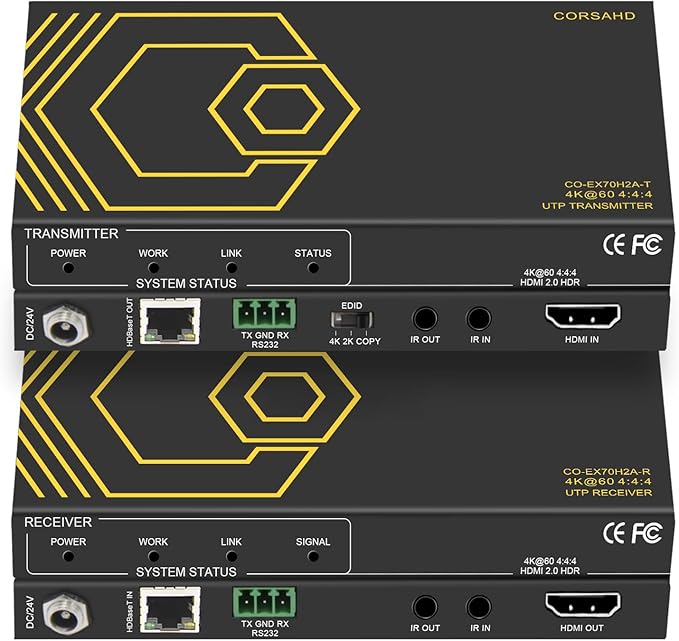 HDMI Extender Over Ethernet 4k 60HZ Uncompressed 18G/BPS Over Single Cat5/6 up by CORSAHD