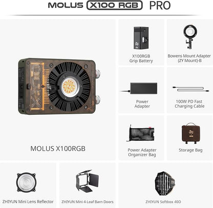 ZHIYUN MOLUS X100 RGB PRO 100W Video Light V2 Upgraded Version Professional - Image 2