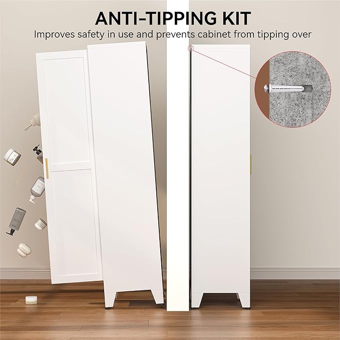 COFaR 67" Tall Pantry Cabinet, Slim Freestanding Cupboard - Image 7