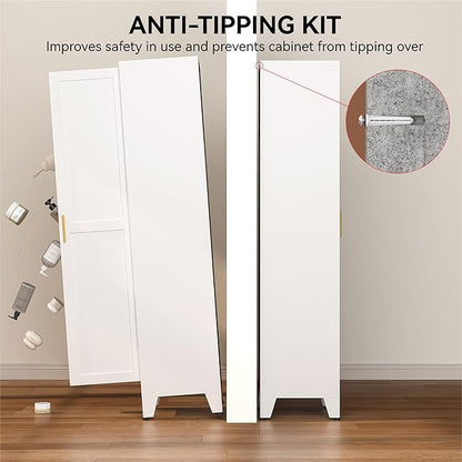 COFaR 67" Tall Pantry Cabinet, Slim Freestanding Cupboard - Image 7