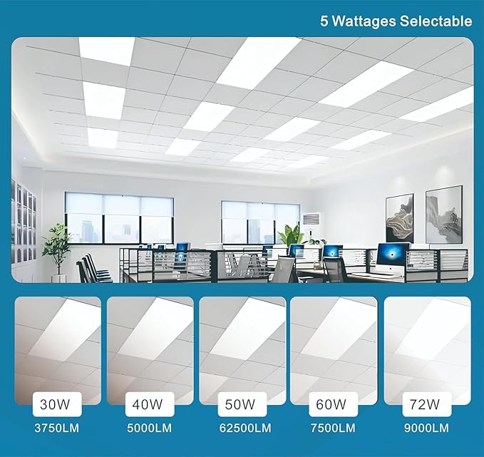 2x4 FT LED Light Flat Panel, 5 CCT 3K | 3.5K | 4K | 5K | 6.5K, Dimmable - Image 3