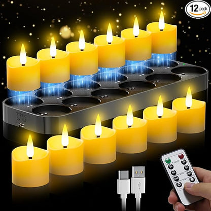YiaMia 12 Pack Upgraded Rechargeable Tea Lights by YiaMiaNightLights