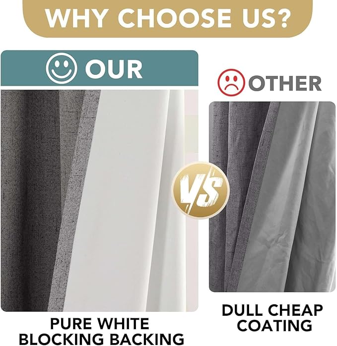 H.VERSAILTEX Linen Curtains 100% Blackout Curtains - Image 3