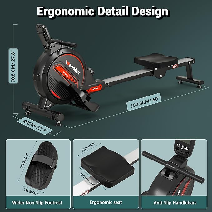 Rowing Machine for Home, Magnetic Rower Machine, 350 LB Weight Capacity - Image 3