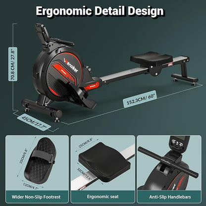 Rowing Machine for Home, Magnetic Rower Machine, 350 LB Weight Capacity - Image 3