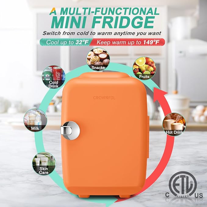 CROWNFUL Mini Fridge, 4 Liter/6 Can Portable Cooler and Warmer Personal - Image 4