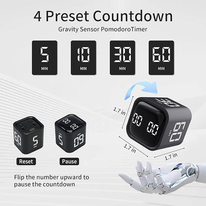 Productivity Timer Flip Gravity Sensor Cube Timer Countdown & Countup, Mute & - Image 2
