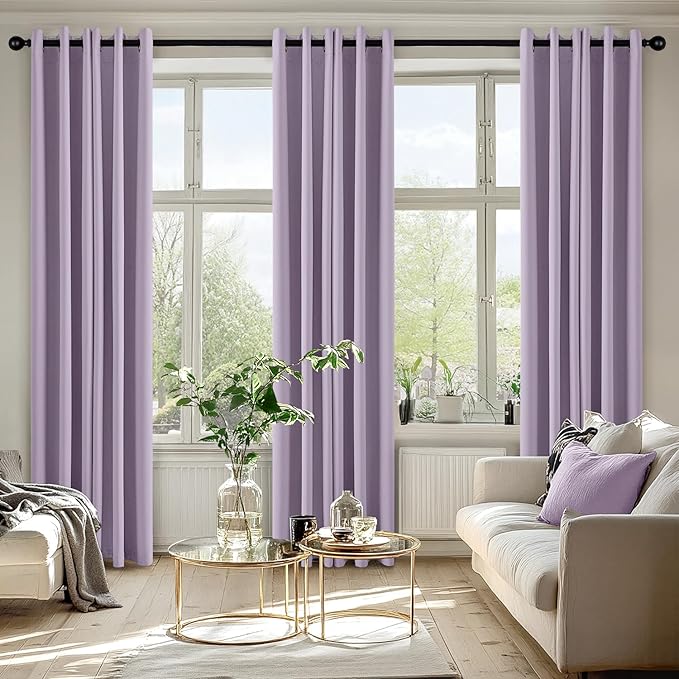 MIULEE Lilac Blackout Curtains for Bedroom Living Room 84 Inches Long 2 Panels - Image 6