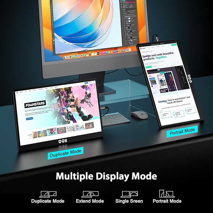 QQH Portable Monitor, 15.6" Portable Travel Monitor - Image 4
