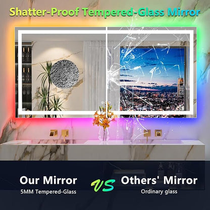 YEELAIT 72x36 Inch RGB LED Bathroom Mirror Front Light and RGB Backlit Lighted - Image 6