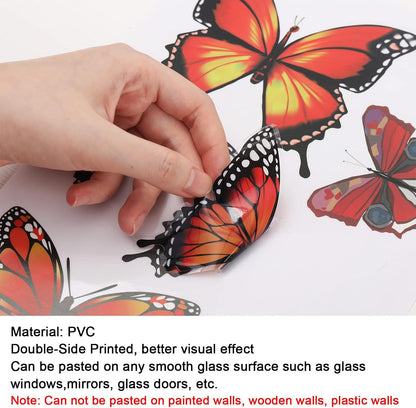 Whaline 9 Sheets Spring Butterfly Window Clings Summer Colorful Butterfly Flora Windows Decor Double-Sided Anti-Collision Reusable Decals Non-Adhesive for Home Window Glass