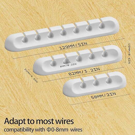 Apromisith USB Cable Organizer Clips Cord Holder, 10 Packs White Self Adhesive - Image 2