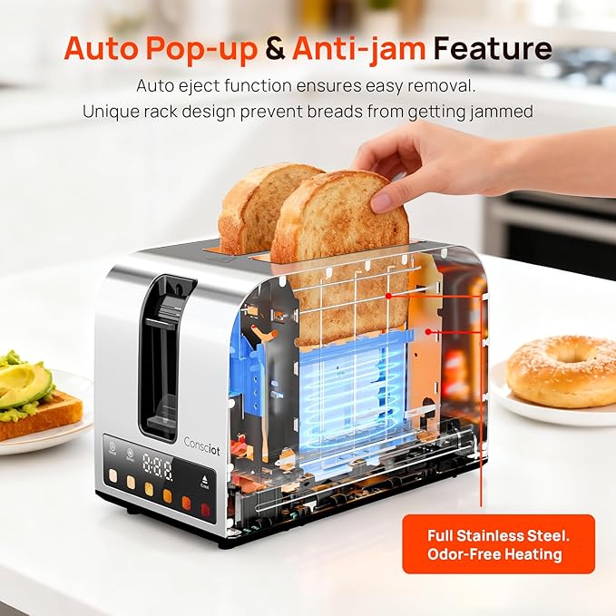 Toaster 2 Slice, Consciot Smart Touch Screen Toasters - Image 6