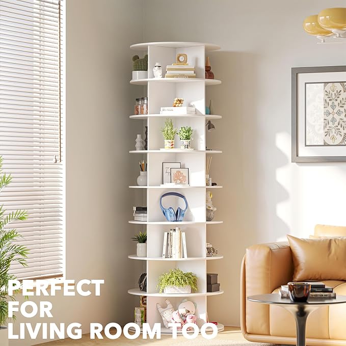 SpaceAid 8 Tier Rotating Shoe Rack Tower, Spinning Shoe Display Lazy Susan - Image 6