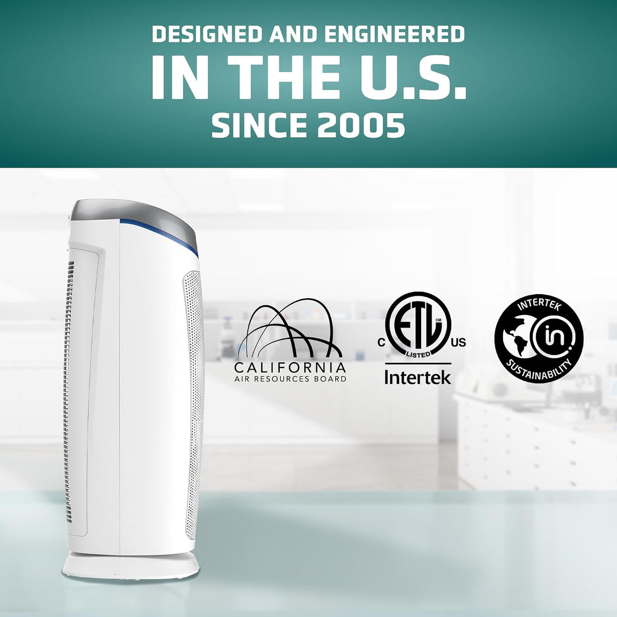 germguardian air purifier with genuine hepa 13 pet, side view
