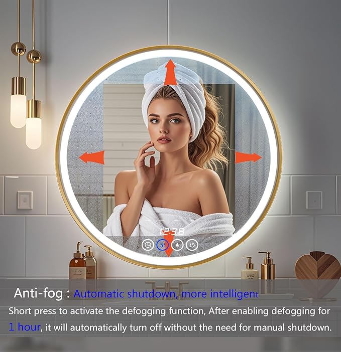 24 Inch Wall-Mounted Round Bathroom Mirror - Image 4