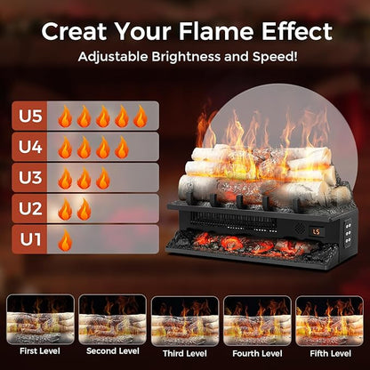 21" Freestanding Electric Fireplace Log Set - Image 4