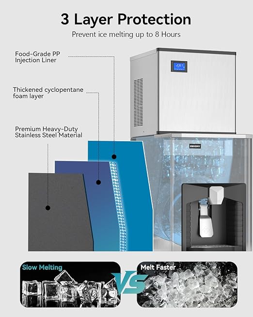 EUHOMY Commercial Ice Maker Machine 400Lb/24H, Ice Ready in 10-15 min, SECOP - Image 5