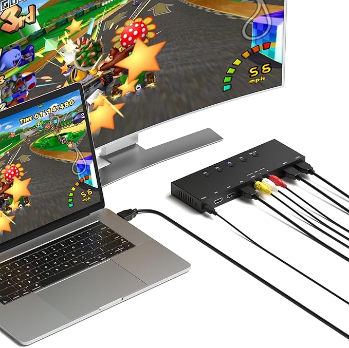 4 in 2 Out RCA/HDMI Switcher，3 Way HDMI 2.0 + 1 RCA Converter，4:3/16:9 & 2 - Image 4