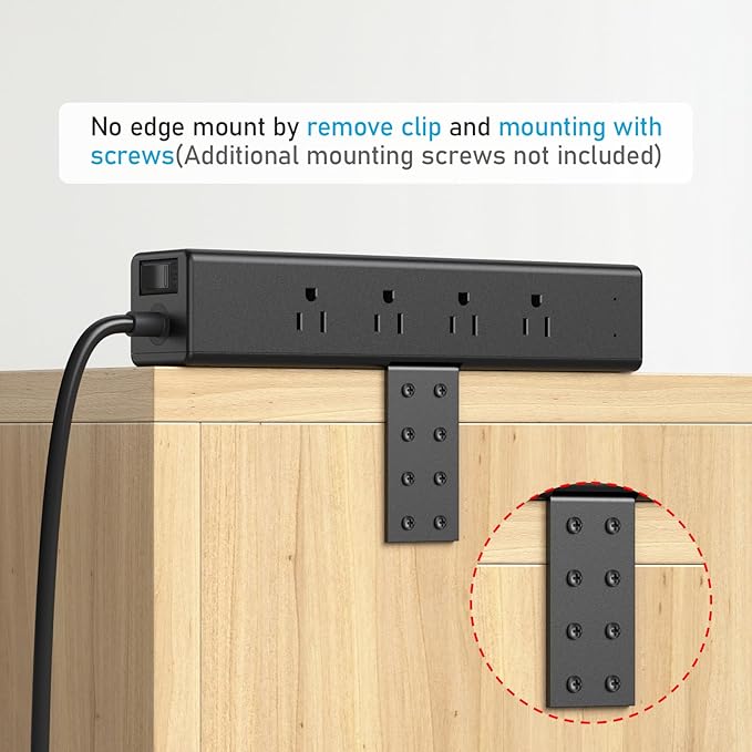 CCCEI Desk Outlet Station 45W USB C Port. 12 Outlet Desktop Clamp Power Strip - Image 4