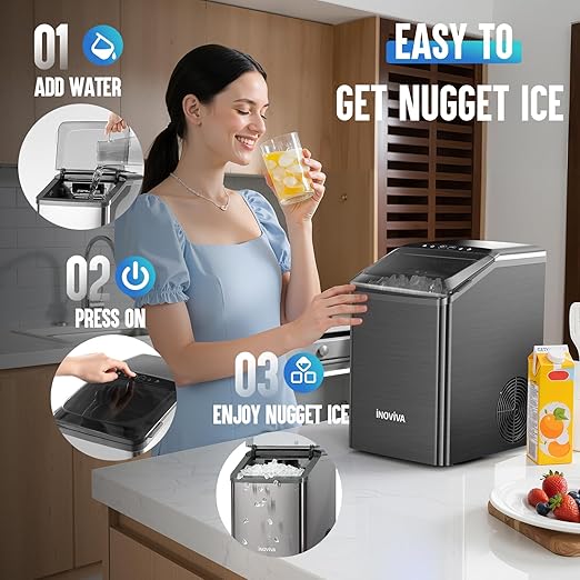 Nugget Ice Maker Countertop, 40lbs/24H Soft Chewable Pellet Ice Machine - Image 5